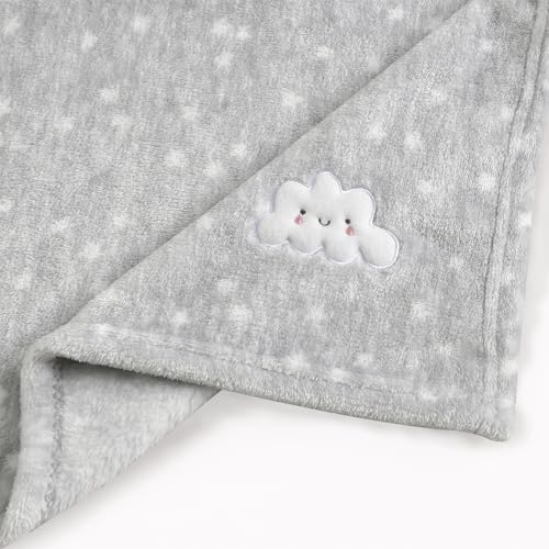 Image of CREVENT 2Pcs 75cmX100cm Cute Cozy Fluffy Warm Baby Blankets for Infants Toddlers' Bedding Crib Cot Stroller - Grey Cloud + Mink Space