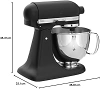 Vista 34 de KitchenAid KSM150PSAC Artisan Series - Batidora de pie con capacidad de 5 cuartos o 4.7 litros, incluye escudo vertedor Azul hielo