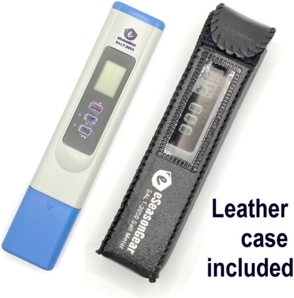 SALT-3050 Waterproof IP65 Meter, Digital Salinity PPM Temperature Tester for Salt Water Pool and Koi Fish Pond