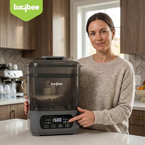 Image of Baybee Puresteam Pro 7-in-1 Baby Bottle Sterilizer and Dryer | Baby Bottle Warmer for Milk with 360 Steam Sterilizing & LED Touch Control | Baby Food Steamer with Large Capacity & Auto Shut-Off Protection