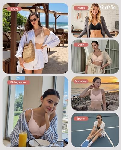 Image of Vertvie Jelly Bras for Women No Underwire Wireless Push Up Bra Full Coverage Bralettes Seamless Comfort Everyday Sports Bra