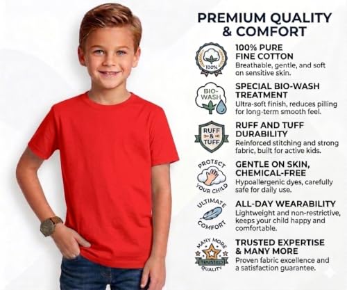 Image of Double F Branded Cotton Bio wash Round Neck Half Sleeve Solid T-Shirt for Boys and Baby