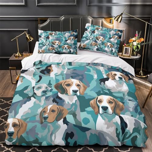 Funda nórdica de perro 3D microfibra suave matrimonio 200x200 cm con fundas almohada juego 4