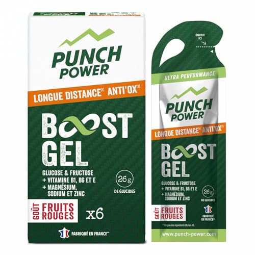 Punch Power Gel boost Longue distance pendant l'effort pour donner de l'énergie dans la durée durant vos efforts, Glucose et fructose, vitamines B1, B3, B6...