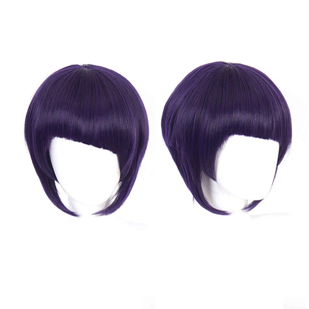 XiongXiongLe Short Purple Cosplay Wig Women Costume Short Bob Head Straight Hairs Wigs for Adult Cos Anime Party Halloween Christmas
