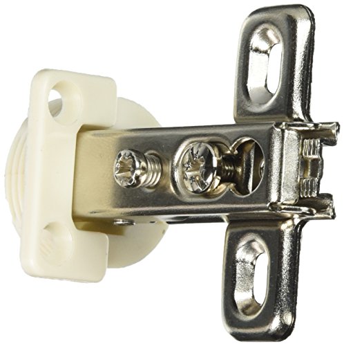 Merriway BH06220 Bisagra de gabinete de 26 mm, cruciforme de 95 Grados, Copa Blanca Deslizante, Plata, Set de 10 Piezas