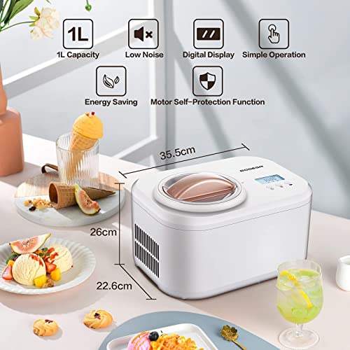 BODEGA Eismaschine mit Selbstkühlendem Kompressor, 1L Professionelle Speiseeisbereiter Eismaschine,100W ICE Cream Maker… – Bild 4