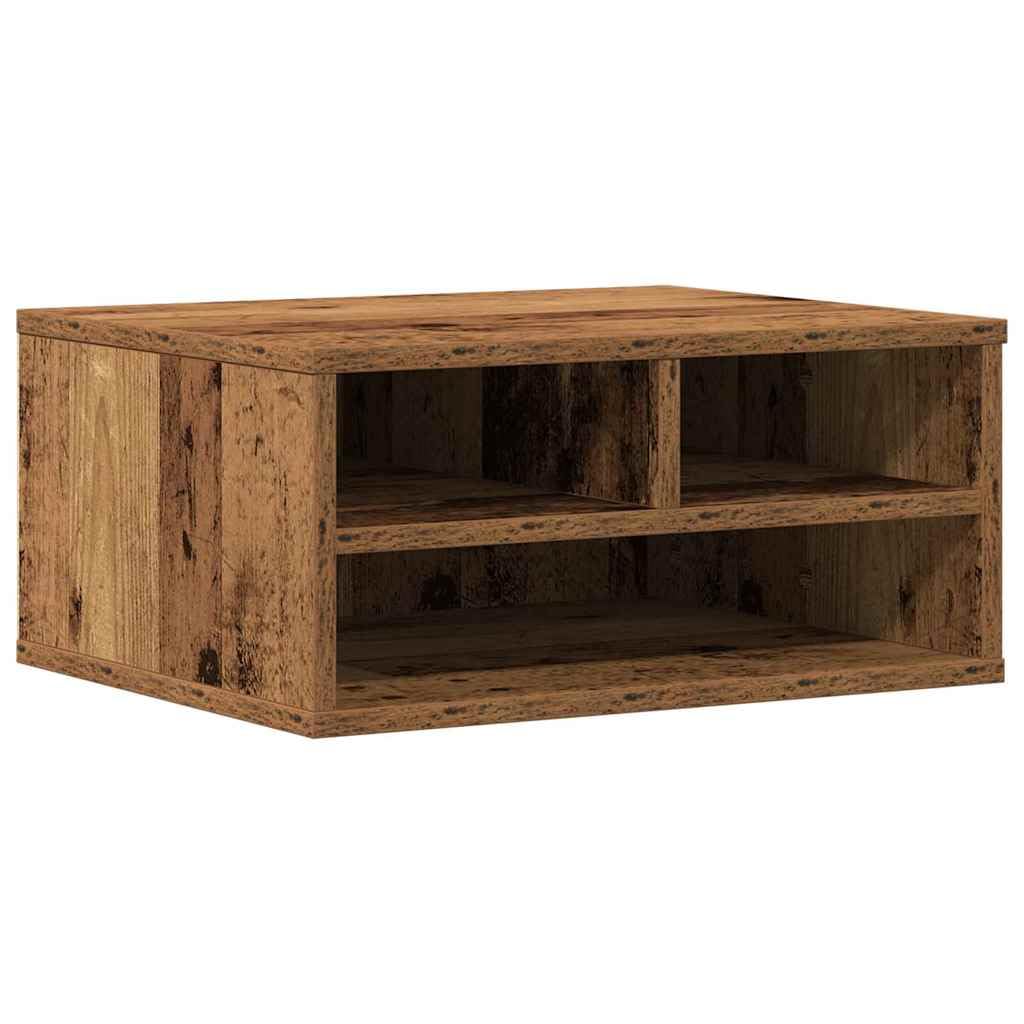 Druckerständer aus Holzwerkstoff 49 x 40 x 22.5 cm, Druckerablage mit rustikalem Look, rechteckiges Druckerregal mit zusätzlichen Regalen für Bürobedarf, platzsparender