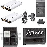 2 LI-42B Batteries for Olympus Camera + Car / Home Charger + Acuvar Battery Pouch for FE-320, FE-340, FE-350, FE-360, FE-3000, FE-3010, FE-4000, FE-4010, FE-4030, FE-5000 Camera and other models