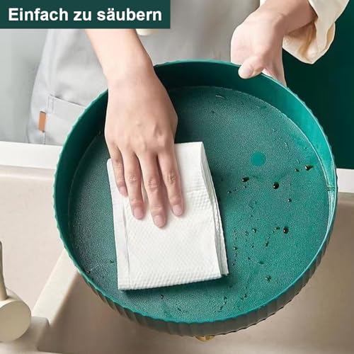 Drehscheibe Spice Rack Organizer, Make up Organizer, 360° drehbares Schminktisch Organizer, Multifunktionales Drehteller Organizer für Kommode Küche Schlafzimmer Badezimmer(Tiefgrün)