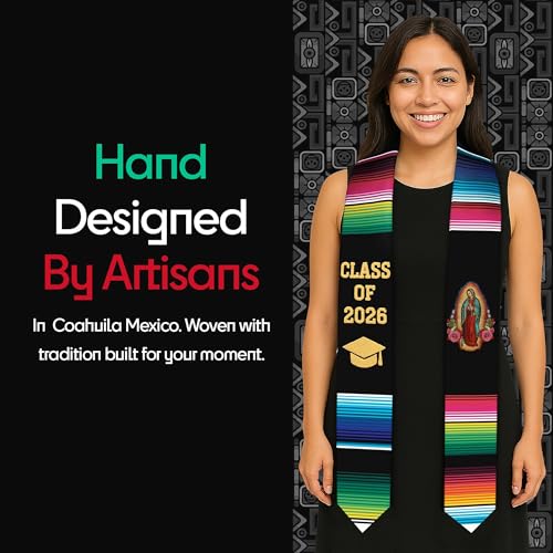 Image of Deluxe Mexican Graduation Sash 2026 | Embroidered Estolas de Graduacion 2026 | Authentic Mexican Sash for Graduation 2026