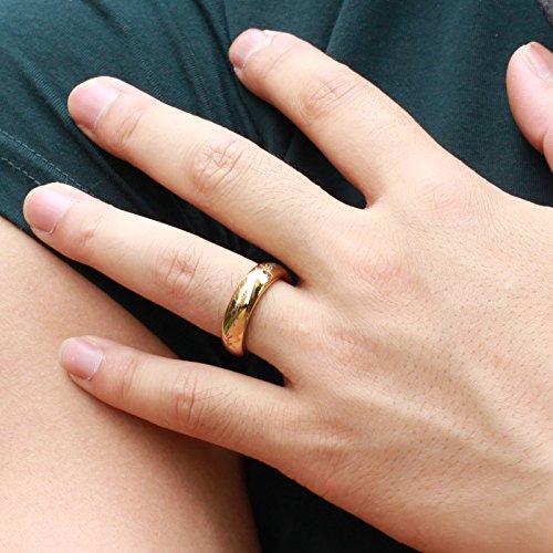 Engraved Wedding Band for Men by Ginger Lyne | Gold Tungsten Carbide Wedding Ring for Women or Couples |4mm or 6mm Heavy Comfort Fit Eternity Ring | Fantasy Bridal Jewelry for Him or Her3