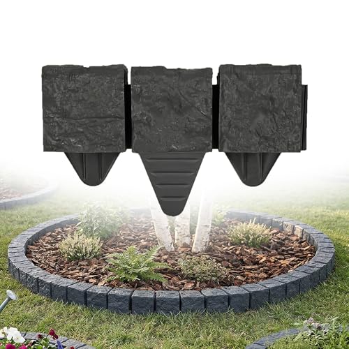 BAKOKI Rasenkante Granitoptik 1.8m Anthrazit, Pflastersteine Kunststoff 10 x 10 x 10 cm – Beeteinfassung Beetumrandung Beetbegrenzung, Gartenzaun Beetzaun Blumenbeet Umrandung, wetterfest