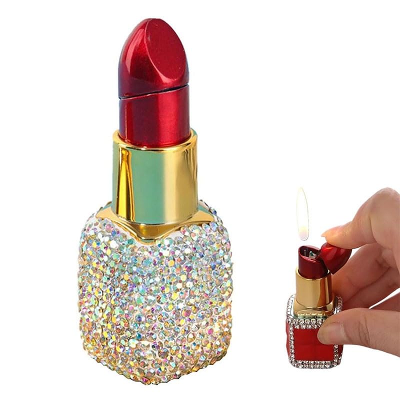 Encendedor portátil metálico recargable con diseño de lápiz labial