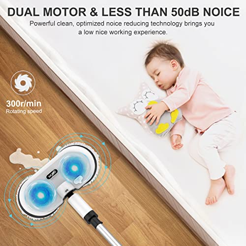 Cordless Electric Mop, Ogori Electric Spin Mops For Floor Cleaning, Built-In 300Ml Water Tank, Led Headlight And One-Button Auto-Spray, Floor Scrubber Mop For Hardwood, Tile, Vinyl & Laminate Floors #TOP2