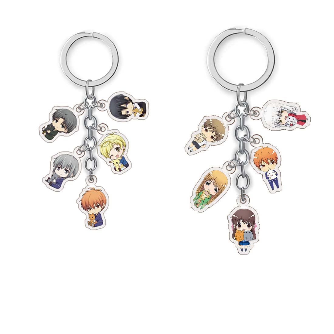 Anime Fruit Basket keychain Anime Souma Yuki Cosplay Tohru Cosplay Keychain Accessories 2pcs, Blue,white,orange, M