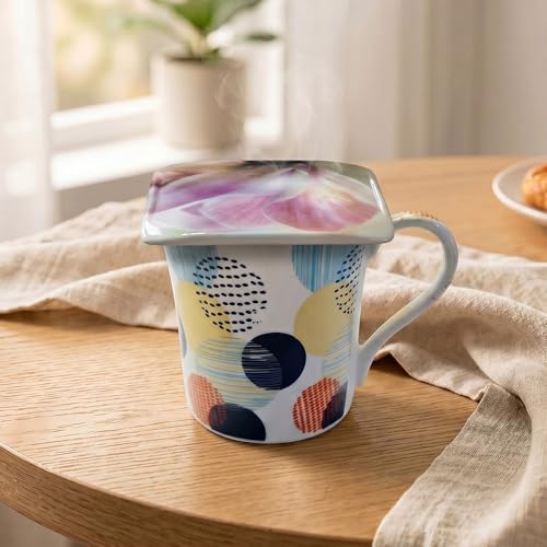 Image of U.P.C. Premium Bone China Ceramic Coffee Mug Set of 6 with 6 Coasters | Designer Tea & Coffee Cups |Printed Ceramic Mug Set | Tea Cups for Home,Office.
