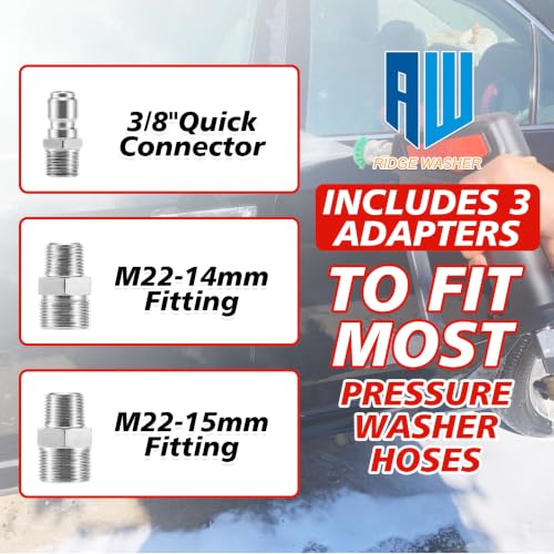 Image of RIDGE WASHER Pressure Washer Gun 5000 PSI, 1 /4'' Quick Connector | Power Washer Short Gun with 3 /8 inch Quick Connect, 12 GPM, M22 Fitting