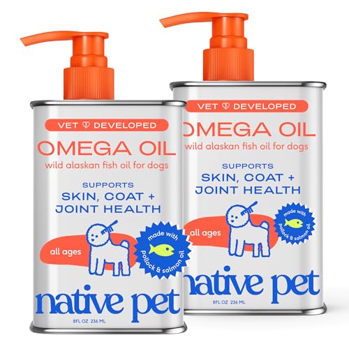 Image of Native Pet Omega 3 Fish Oil for Dogs & Cats - Wild Alaskan Salmon Oil for Dogs Skin and Coat, Supports Joints, Heart & Shedding - Fast-Absorbing Omega 3 6 9 Liquid Supplement - 8oz (Pack of 2)