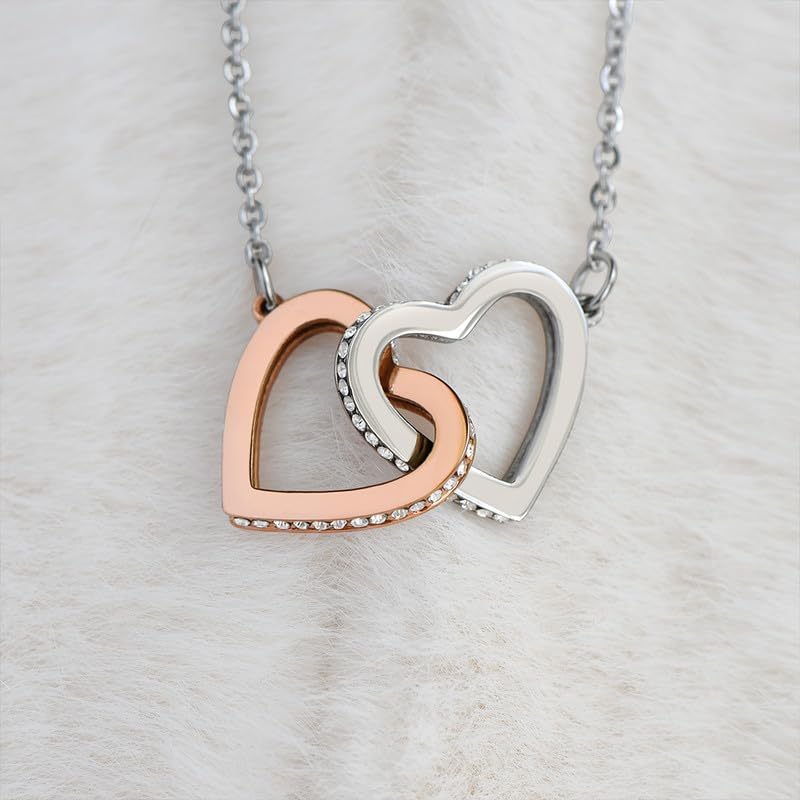 To My Granddaughter Interlocking Heart Pendant, Meaningful Jewelry With Heartfelt Note from Grandma And Grandpa, Inspirational Message Card, Holiday Birthday Graduation Christmas Gift In Box