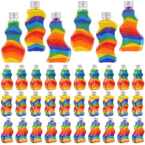 craftshou 60 Pcs Sand Art Bottles Bulk 75ml Sand Bottles Craft Kit for Kids 2.5 oz Plastic Clear Containers with Funnels for DIY Sand Art Craft Home Party Activity (Sand Not Included) Cover