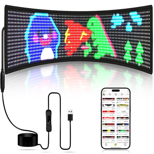 LED Sign, 23'x5' Programmable LED Sign with Bluetooth APP Control - Huge Bright Scrolling Text/Animations for Car, Store, Christmas Advertising (Pre-Made & Custom Modes)