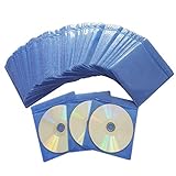 100 Pack Premium CD DVD Sleeves,Thick Non-Woven Material Double-Sided Refill Plastic Sleeve for CD and DVD Storage Binders Disc Case (Blue)