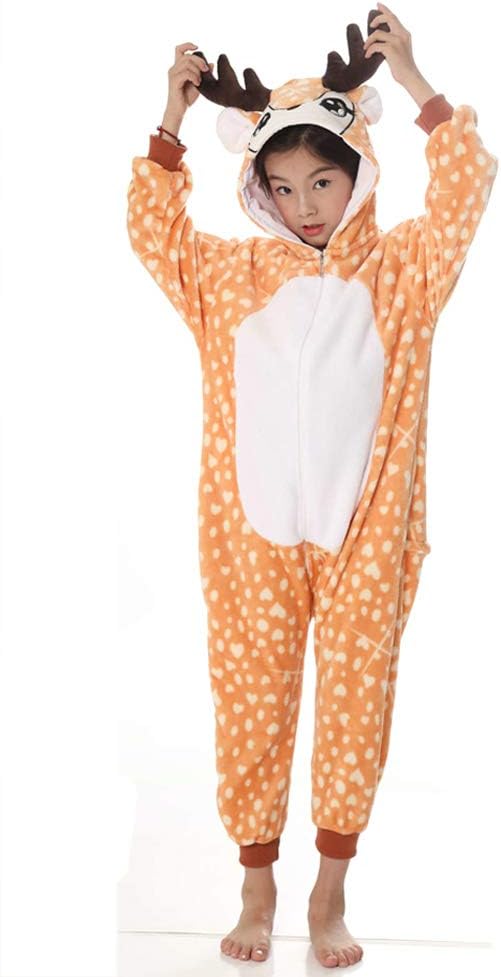 yolsun Kids Deer Animal Halloween Costume, Deluxe Kids Onesie Dress up for Boys&Girls