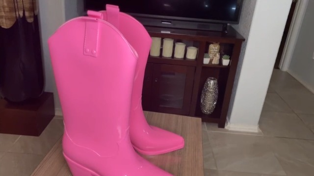 TINSTREE Women Rain Boots Knee High Cowboy Rubber Elastic