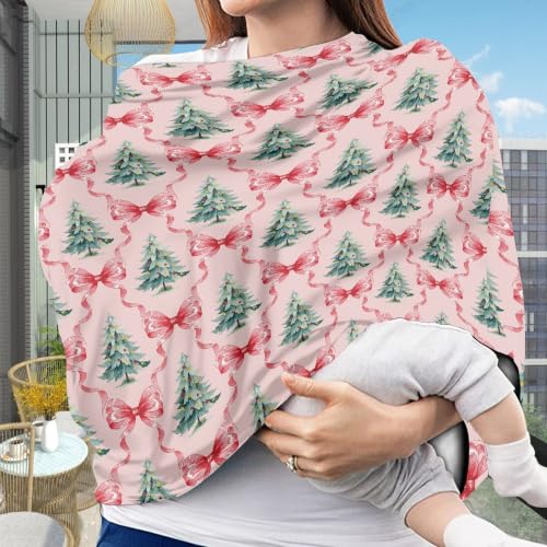 Image of Baby Car Seat Cover & Nursing Cover, Christmas Tree Bow