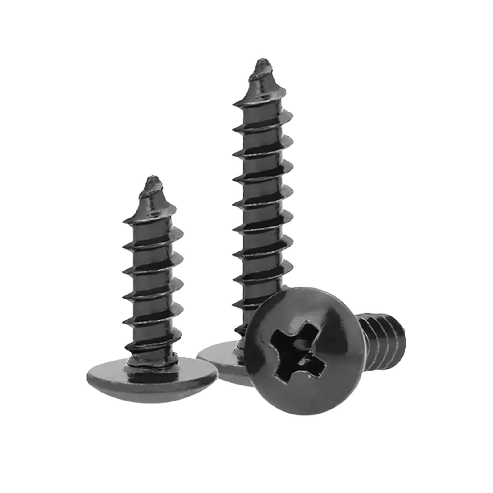 Tornillos autorroscantes 50 Tornillos autorroscantes de Cabeza de Hongo con Ranura en de Acero al Carbono Negro M2.6/M3/M3.5/M4/M5, M3.5 x 30 mm(M5x10mm)