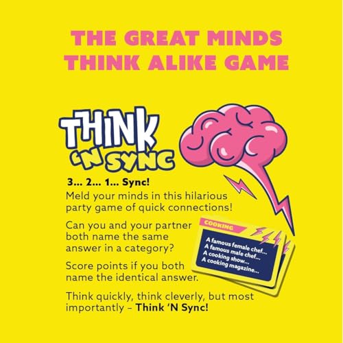 Gamewright - Think \'N Sync - Fast-Paced Party Card Game for Families & Friends, Ages 10+, 3-8 Players