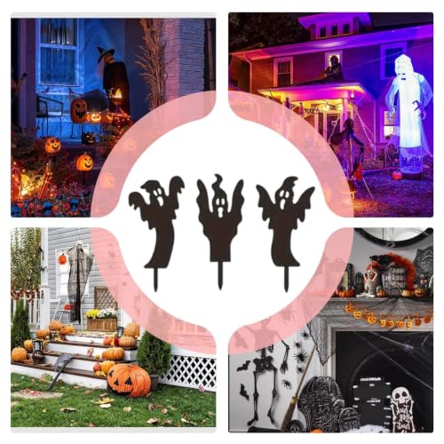 Estacas de jardín para Halloween en metal resistente para una decoración exterior duradera 5