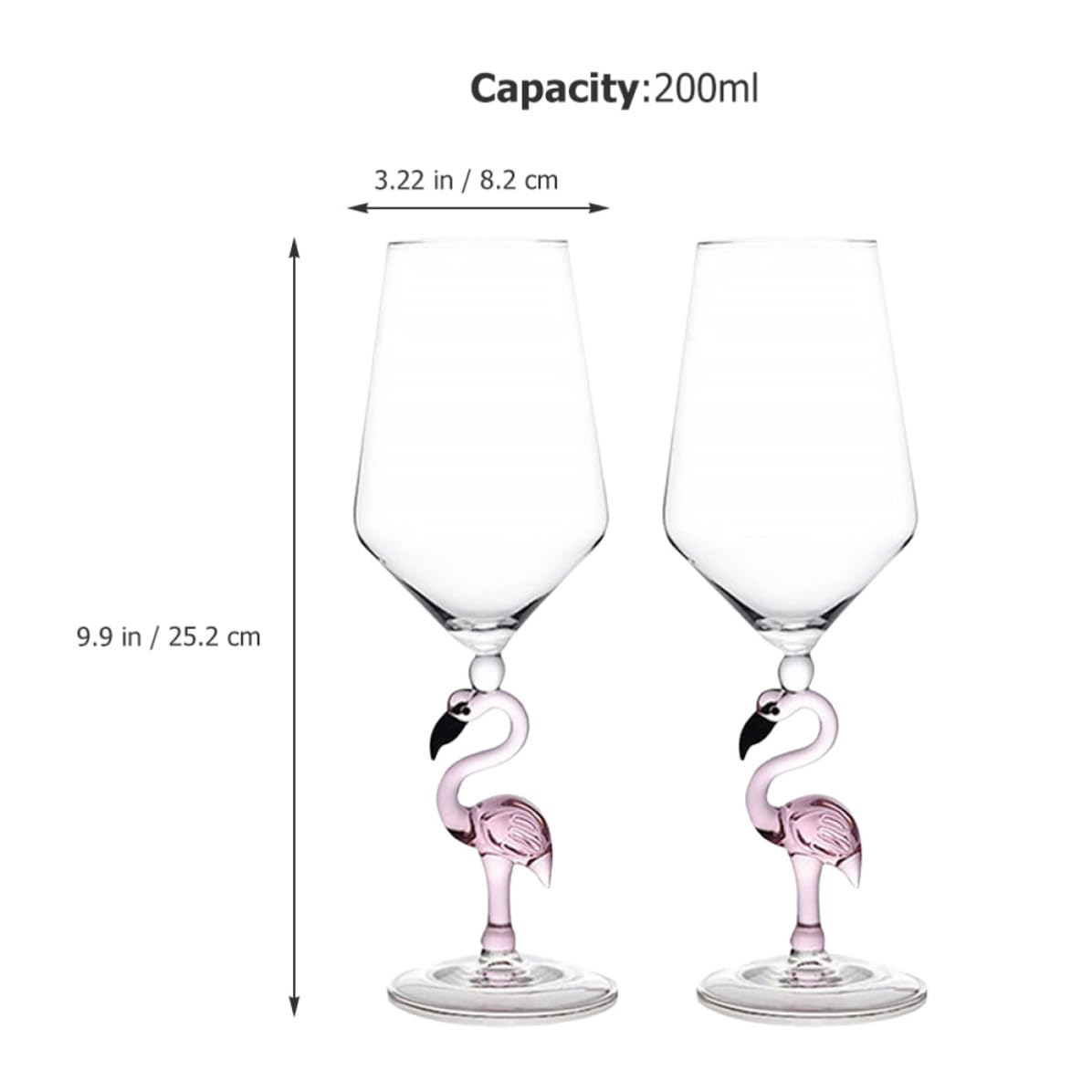 TOPPERFUN Flamingo Weinglas 2 Stück 330 ml Glas für Party, rotes Weinglas und Bordeauxglas, hochfußig, verschleißfest