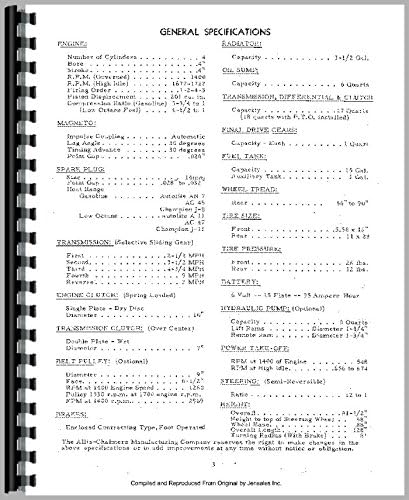 Operators Manual Allis Chalmers WD Tractor