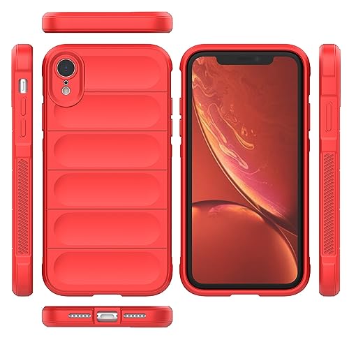 Image of Amazon Brand - Solimo Mobile Cover for Apple iPhone XR | Full Camera Protection | Liquid Silicon Case | Flexible Bumper Case for Apple iPhone XR (Red)