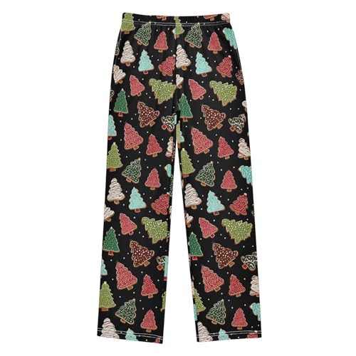 Christmas Pajama Pants Christmas Tree Biscuit Pattern Long Sleep Pants Lounge Bottoms