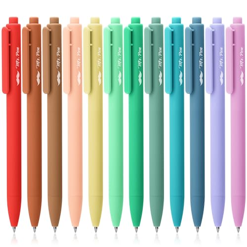 Image of Mr. Pen- Retractable Gel Pens, 12 Pack, Assorted Color Ink | Fine Point 0.7mm, Fast Dry, Smooth Writing, Cute Pens for Drawing, Writing Planner and School Supplies