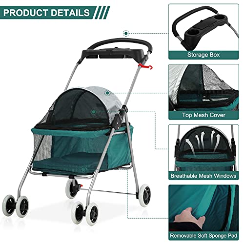 Pet Stroller - MeetPerfect Luxury Pet Roadster for Dogs and Cats Waterproof Dog Cart Dog Stroller Cat Stroller Pet… - Image 5