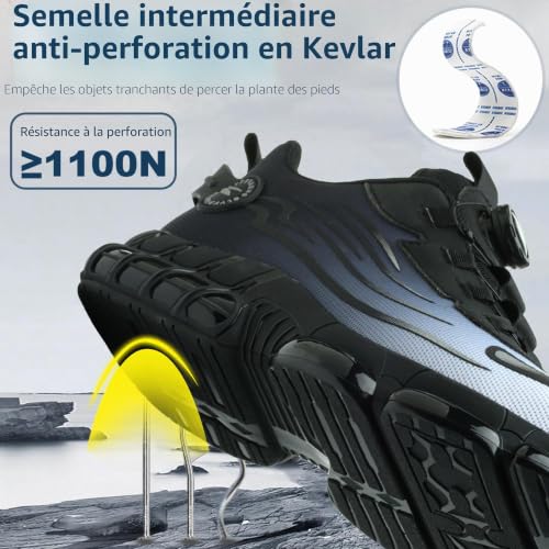 TBNOI Chaussures de Sécurité Hommes Femme Legere Basket de Securite – vue 4