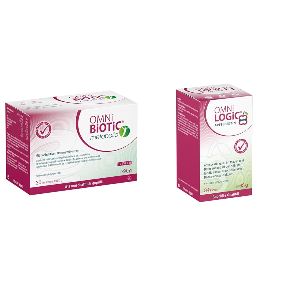 Wunschfigur Paket: OMNi BiOTiC metabolic - 30 Portionen | OMNi LOGiC APFELPEKTIN - 84 Kapseln | Begleitpaket zum Wohlfühlgewicht | Gleich“gewicht“ im Darm