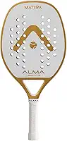 Raquete Beach Tennis Carbono 1K Matira Branca e Dourada Alma Genius