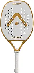 Raquete Beach Tennis Carbono 1K Matira Branca e Dourada Alma Genius