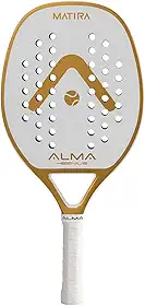 Raquete Beach Tennis Carbono 1K Matira Branca e Dourada Alma Genius