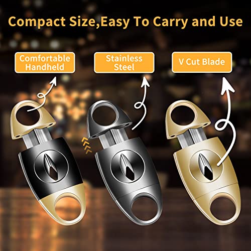 Demcigar V-Cut Cigar Cutter, Stainless Steel Sharp Blade Cigar Guillotine Scissors for Men(Grey) - Image 6