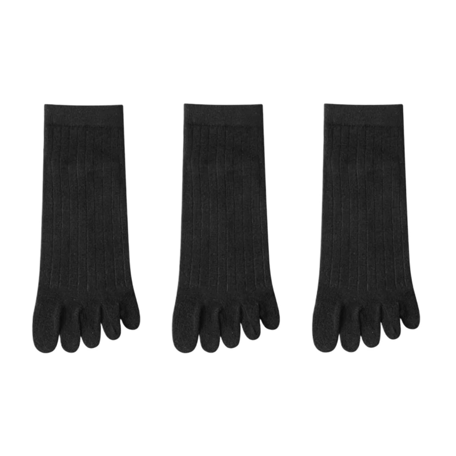 IRFHDCX Toe Socks 3/5 Pairs Five Finger Socks Breathable Ankle Short Thin Cotton Toe With Separate Fingers Sports(3 pairs Black)
