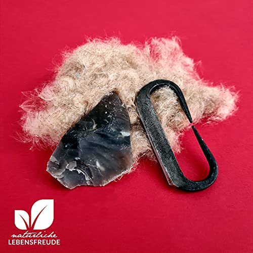 Natürliche Lebensfreude - Alemannisches Feuerschläger Set aus Deutschland inkl. Gebrauchsanleitung - Bushcraft- Survival - Feuerstein - Schlageisen - Funkenschläger - Feuerstarter - Feuerstahl Cover