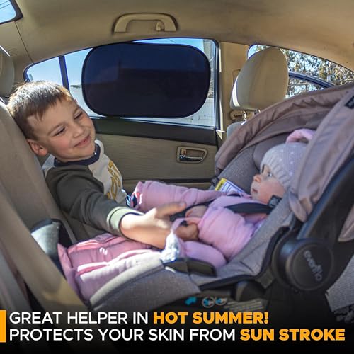 Image of EcoNour Car Window Shades for Baby (4 Pack) | Protects Baby from Window Sun & Heat | Sun Shade Side Windows for Kids | Automotive Sun Protection from UV | Child Safety Accessories | Medium - 20 inchx12 inch