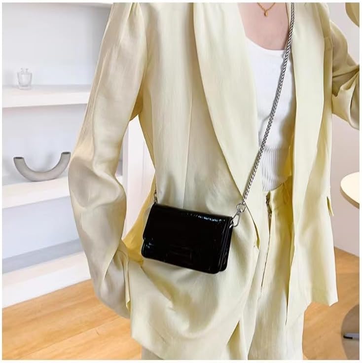 NXITK Women's Mini Belt Bag, Black, 5.11"x2.75"x3.93" inches, Crossbody, Adjustable, Buckle Closure, Oval Shape, Polyurethane Material, 0.06L Capacity - Image 2