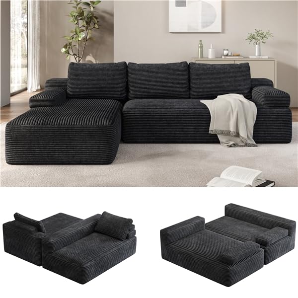Yaheetech 110 Modular Sectional Sofa Corduroy